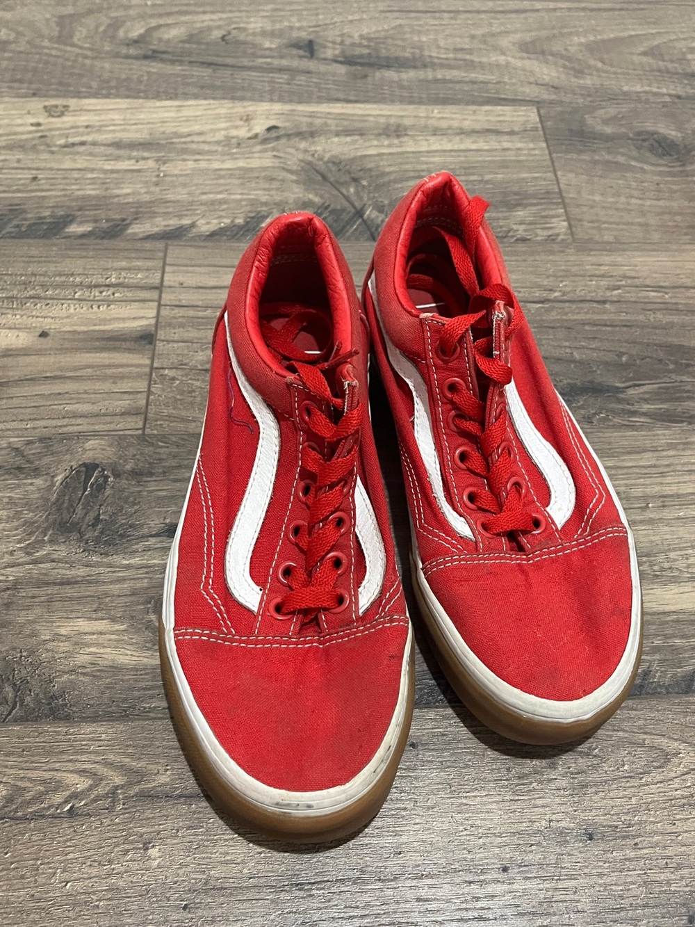 Vans Red and White Skate Sneakers